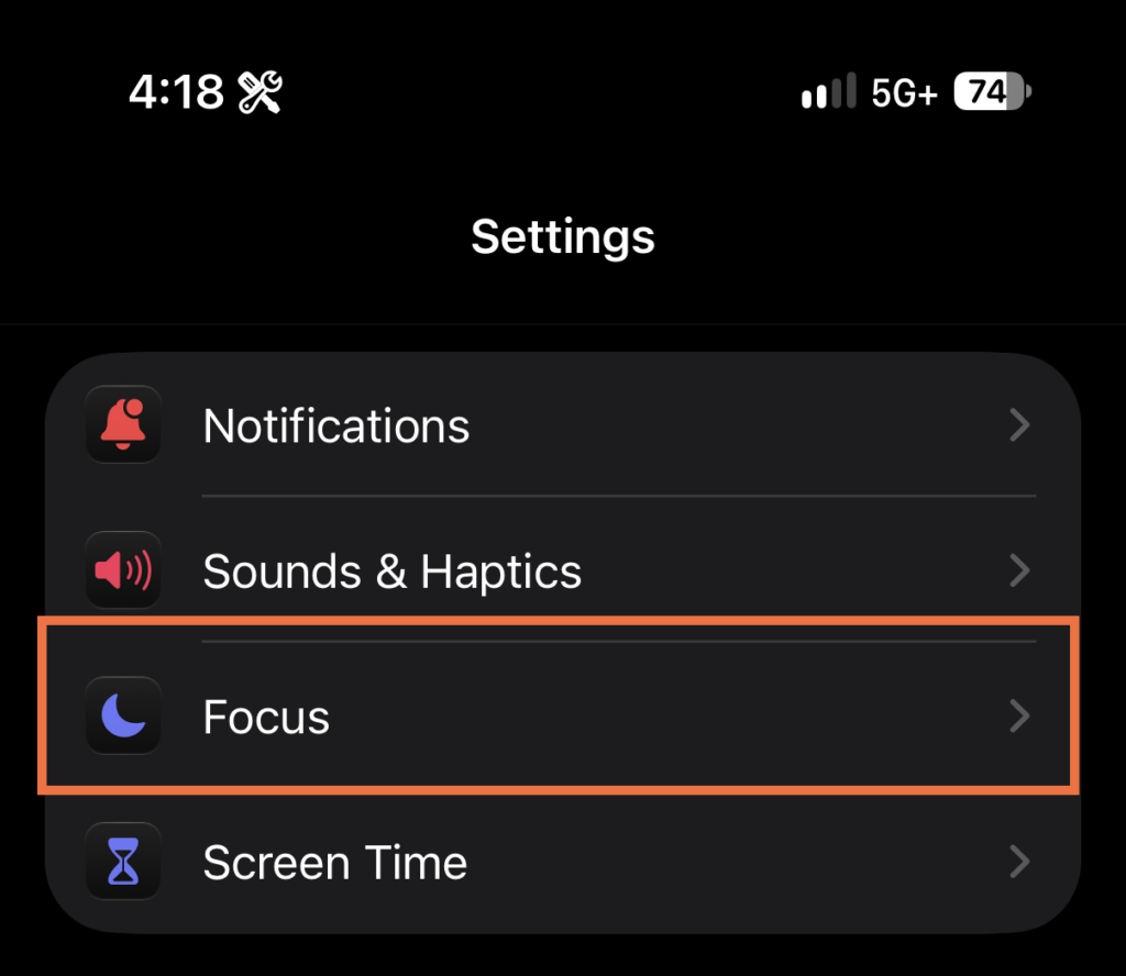 Settings, Focus list
