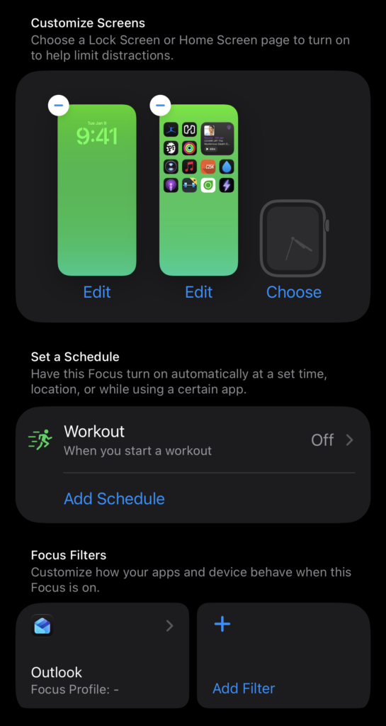 Customize Screens for a Focus