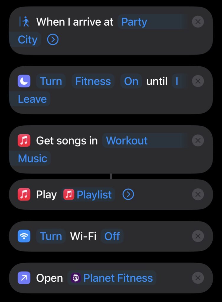 Location based automation for the Fitness Focus